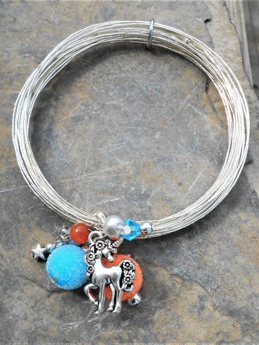 No 311 - Handmade jewelry set with earrings and unicorn bracelet